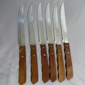 Vintage Imperial Veri-Veri-Sharp Steak Knives Set of 6 MCM 1978 Stainless USA